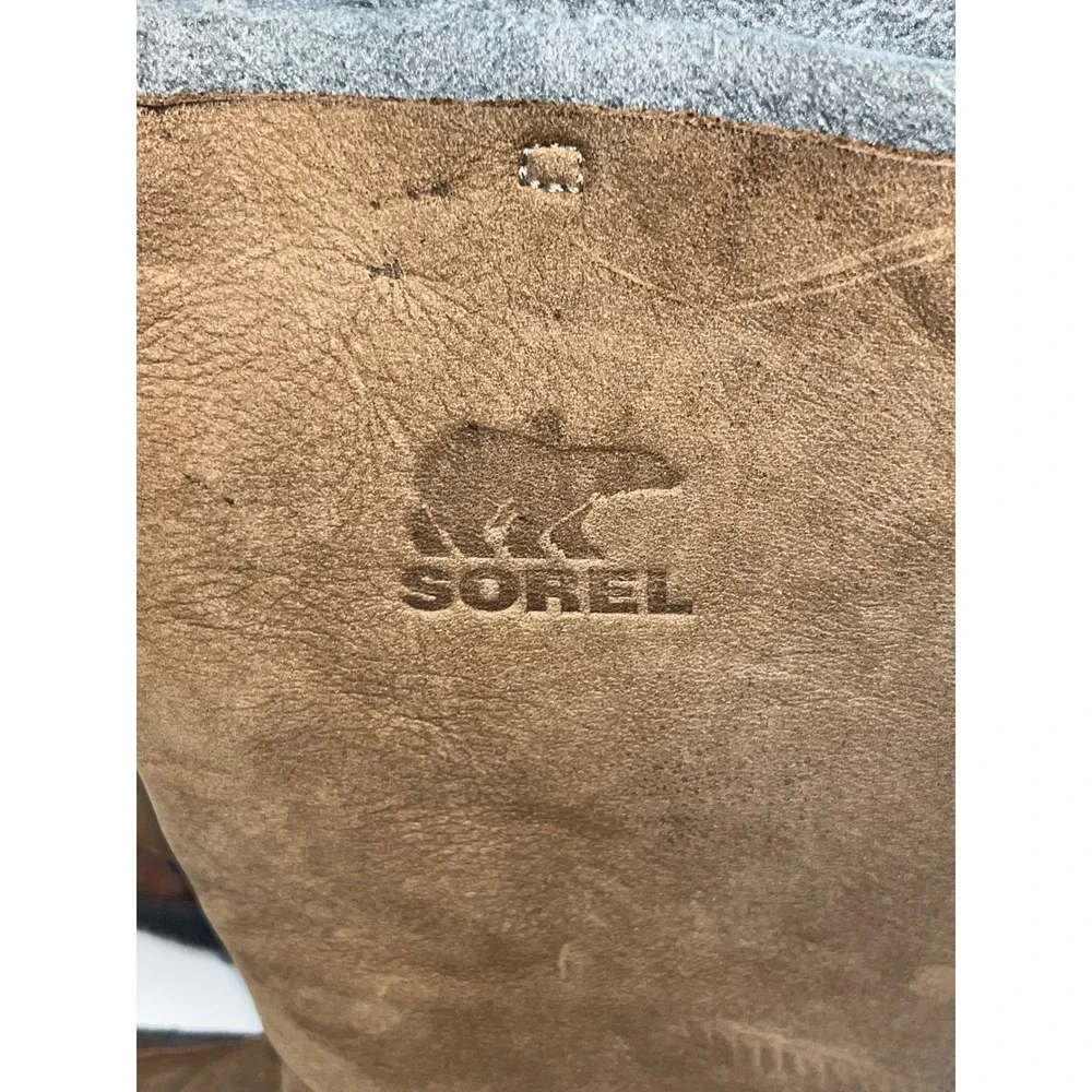 Sorel Women's Brown Leather Tall Winter Boots Striped Back‎ Size 6